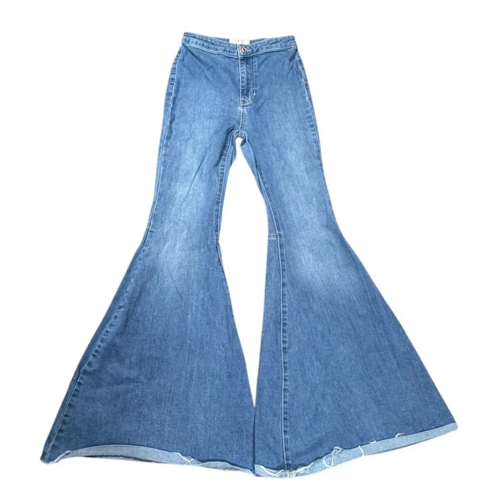 Free People Just Float On Flare‎ Jeans Light Wash High Rise Bell Bottom 28